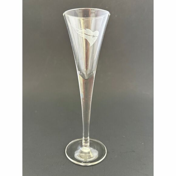 Etched Schnapps Cordial Stemmed Glasses Set 6 Liquor Heart Scandinavian - Picture 2 of 4